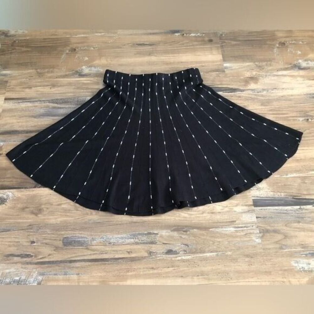 Candie's Juniors Black with White Stripes Knit Flare Skirt